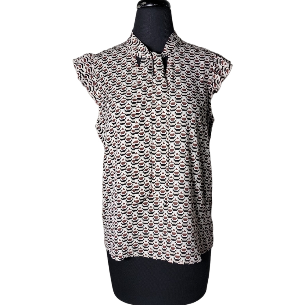 Tamara H. ruffle cap sleeve printed top size small petite